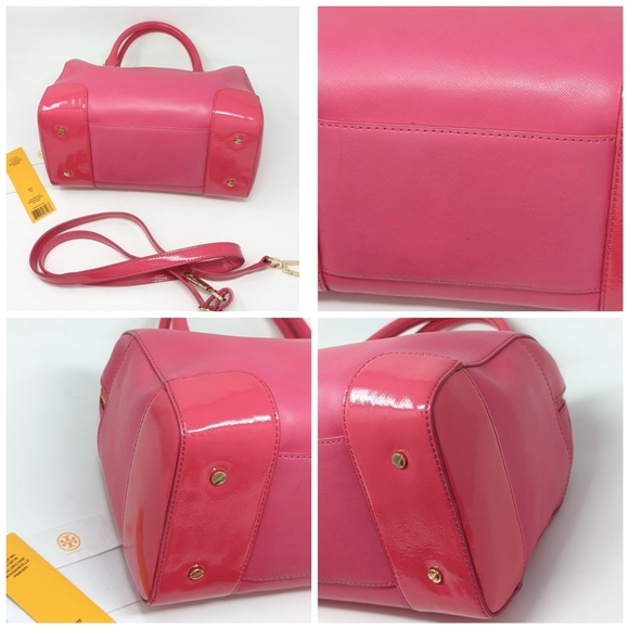 🎉Sale!🦄Rare!Tory Burch Pink Bag Bougainville Pink Robinson Middy Satchel Strap - Picture 6 of 16